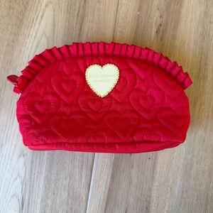 Betsey Johnson Red Hearts Quilted Cosmetic Bag